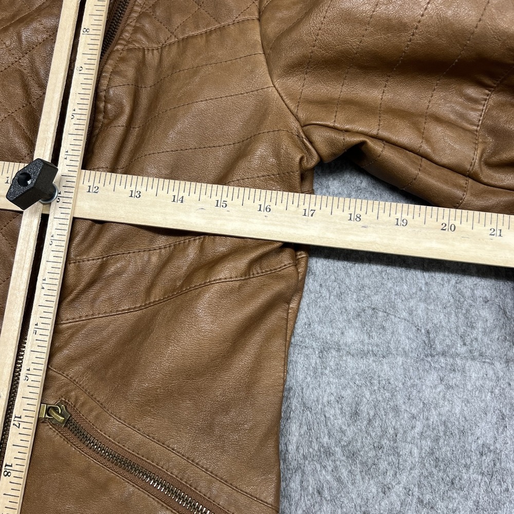 Guess Jacket Womens Medium Quilted Faux Leather Biker Moto Asymmetrical Zip - Picture 14 of 16